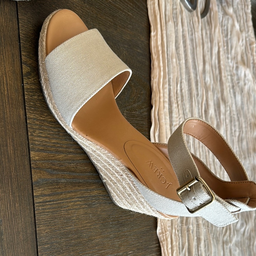 J. Crew Cream Wedge Sandals with Strappy Design